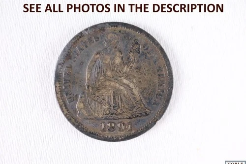 NobleSpirit (TM) Desirable 1891 Seated Liberty Dime 10c XF w Toning