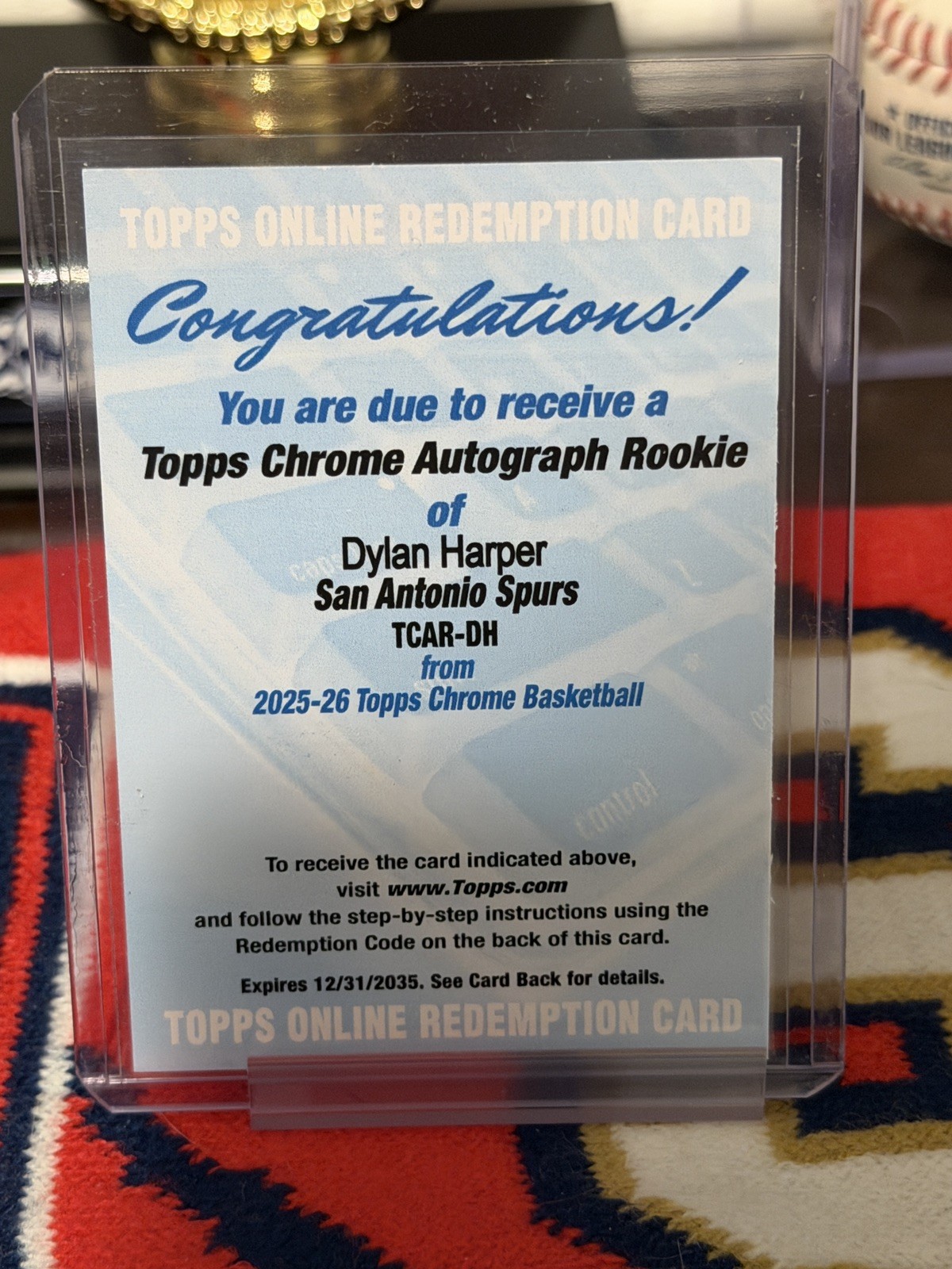 2025-26 Topps Chrome Dylan Harper Rookie Auto Redemption # TCAR-DH SPURS