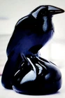 BLACK OBSIDIAN carved RAVEN CROW MINIATURE  Collectable Ornament 2x3.5x2cm