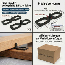 ISTA TOOLS Abstandshalter Terrassen 4mm 7mm Verlegehilfe Fugenlehre Holz Dielen