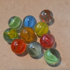 Glass Machine Made Cat's Eye Toy Marbles Lot of 10 Assorted Colors Collection
