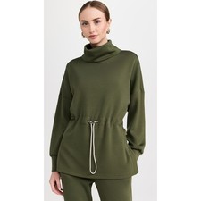 Varley Freya DoubleSoft Sweatshirt Olive Green Cowl Neck Drawstring Waist- Small