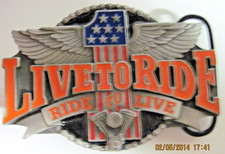 HARLEY DAVIDSON BELT BUCKLE "LIVE TO RIDE" MADE IN USA