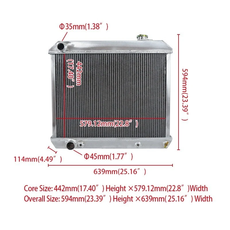 Radiator For 1960-1965 Cadillac Deville/Fleetwood/Eldorado 1964 Aluminum 3 Row - Image 2 of 4
