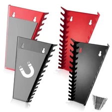  4 Pack Magnetic Metal Wrench Organizer Set 52 Slot Wrench Organizer Tray for 