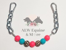 BRAND NEW Hot Pink, Turquoise,  Leopard Beaded Curb Strap by ALW Equine