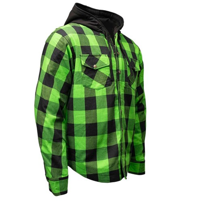 #ad Men#x27;s Hooded Flannel Motorcycle Shirt with CE Armor and Aramid Reinforcement $145.37