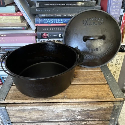 Vintage Wagner Ware Sidney 1269A Roaster No. 9 round Cast Iron + Drip Drop Lid