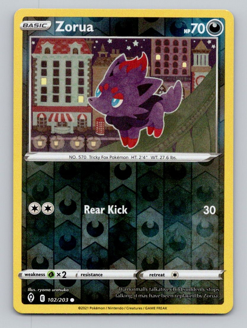 Zorua 102/203 Common Evolving Skies Pokemon Reverse Holo Near Mint