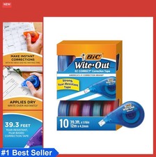 Correction Tape Tear-Resistant 39.3 ft 10 Count Bulk Pack Dry Apply White