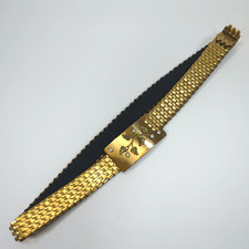 VTG 50s Gold tone Scaled Elastic Belt with Floral Rhinestone Buckle 28"-38"