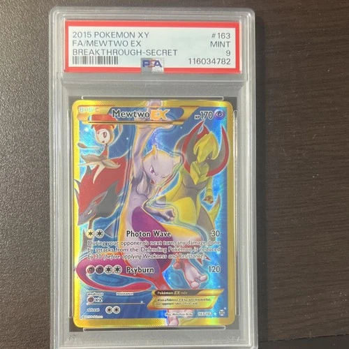 Pokémon Mewtwo EX PSA 9 Secret Rare Full Art Holo Breakthrough 163/162 Card 2015