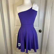 TCU Game Day NWT Dress Purple one shoulder bow w/flared skirt Wm M Made is USA