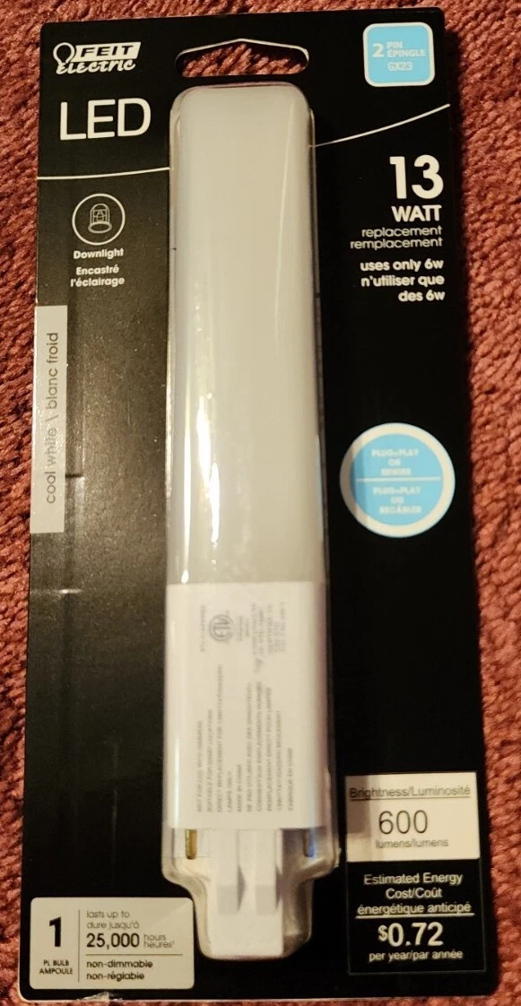 Feit Electric 2 Pin GX23 LED Bulb 6 Watt 13 Equivalent Cool White