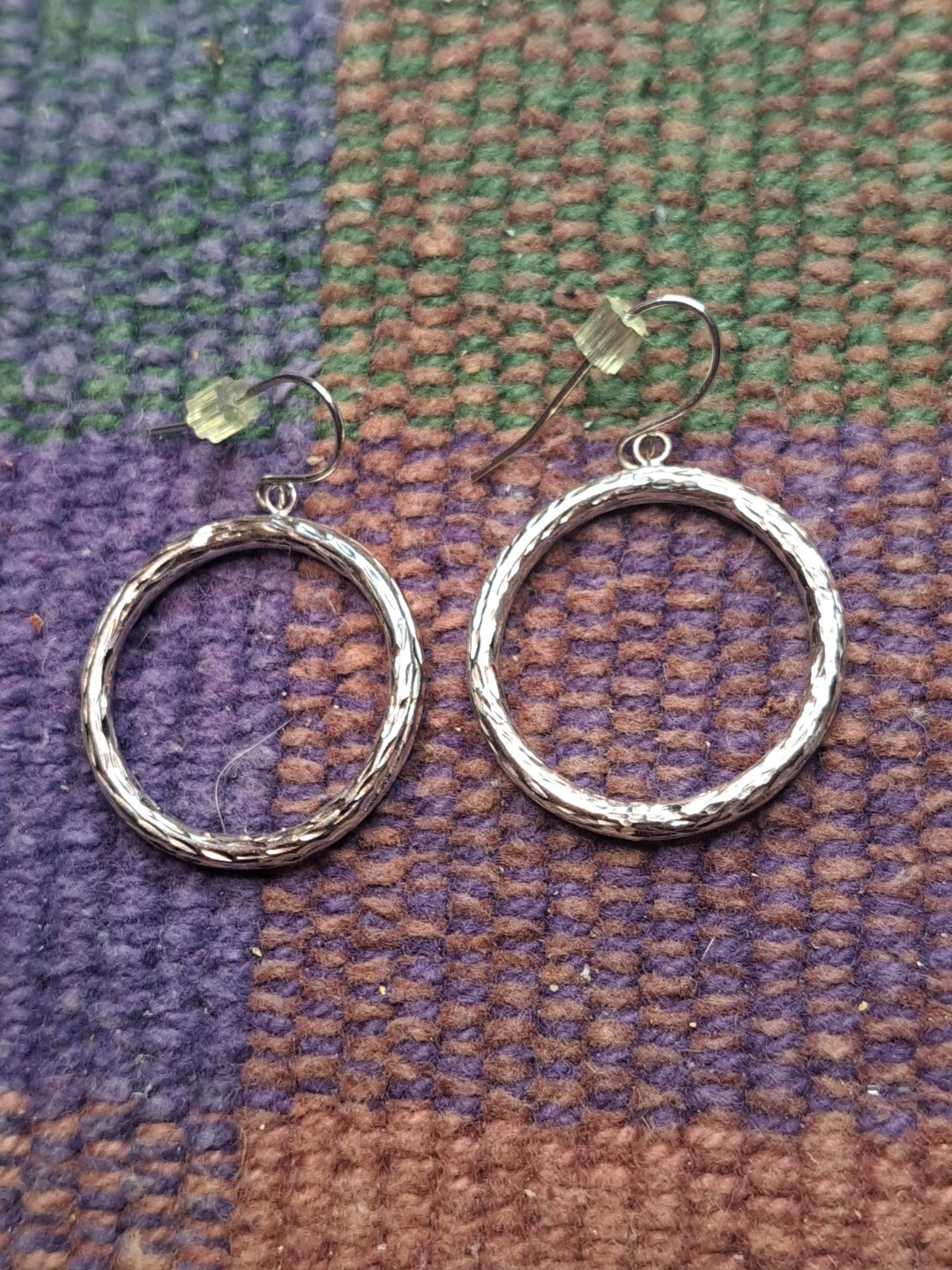 New Solid 14 Karat Solid White Gold Circle Earrin… - image 9