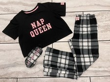 Girl  s size large black/ pink Justice 3 pc nap queen pajama set