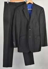 Oswald Boateng Black & Navy Pure New Wool Stripe 2 Piece Suit Size 48R C38" W32"