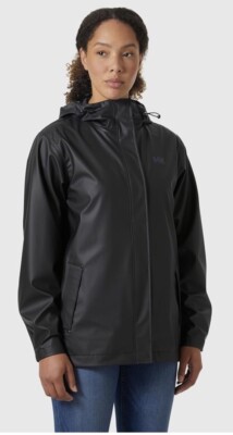 Helly-Hansen Womens Moss Hooded Waterproof Windproof Rain Coat Black Medium New