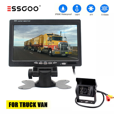 ESSGOO RÜCKFAHRSYSTEM Mit Monitor Rückfahrkamera + 7 Zoll Farbmonitor LKW 10M 
