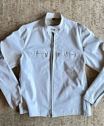 Vintage 60s Harley Davidson White Cafe Racer Rockabilly Faux Leather Jacket Rare - Picture 1 of 3