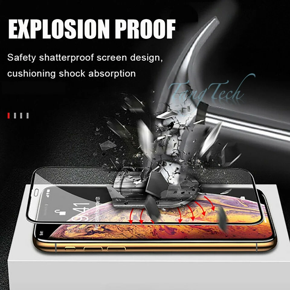Protector de pantalla de vidrio templado con cubierta completa para iPhone XS XR 11-16 Pro Max 20D Foto 2 de 4