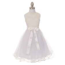 WHITE Size 10 Flower Girl Dress Recital Communion Bridesmaid Graduation Birthday