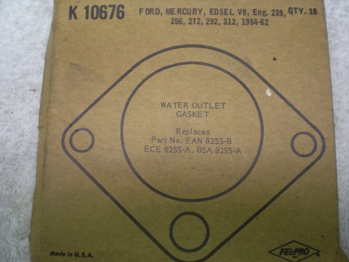 2X 54 55 56 57 58 59 60 61 62 FORD MERCURY EDSEL THERMOSTAT WATER OUTLET GASKETS - Picture 3 of 3