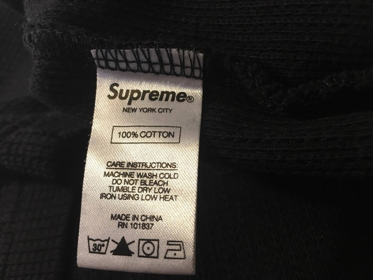 Supreme FW17 Hooded Waffle Ringer Pullover Hoodie Sweatshirt Black