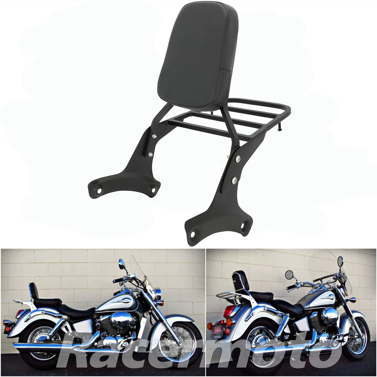Chrome Sissy Bar Backrest & Luggage Rack For Honda Shadow VLX 600 (1999-2007) & Spirit 750 (2001-2008)