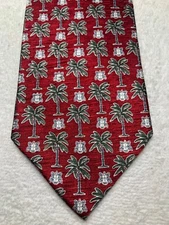 TESORO ROSSO MENS TIE RED WITH GREEN PALM TREES  4 X 60
