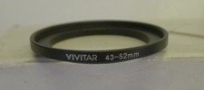 Vivitar 43-52mm Step-Up Adapter Ring Black Metal - Used
