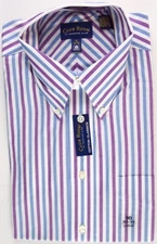 NWT Club Room Mens Blue & Purple Stripe 100% Cotton Dress Shirt, 16 (34/35), $45