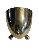 Art Deco Silver Metal Cup with Alphabetical Decoration