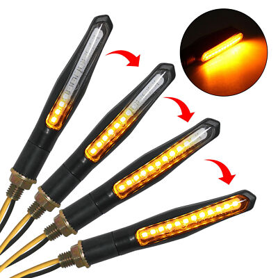 2* M10 Motorrad Mini Blinker Blinkleuchte 12V Sequentiell Lauflicht Universal AH
