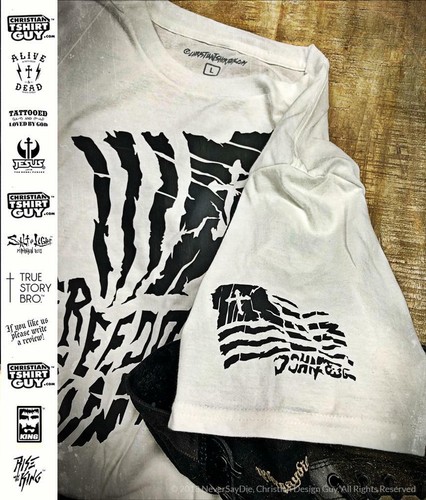 Freedom Flag Independence 4th of July John 8:36 | Men's Christian T-Shirt - Picture 2 of 4