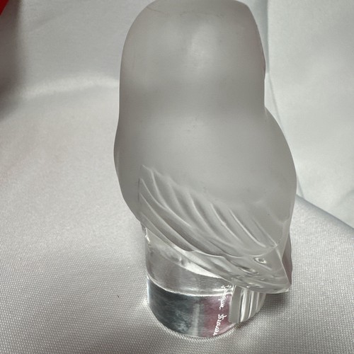VINTAGE LALIQUE ART GLASS CRYSTAL OWL CHOUETTE PAPERWEIGHT FIGURINE FRANCE - Picture 12 of 19