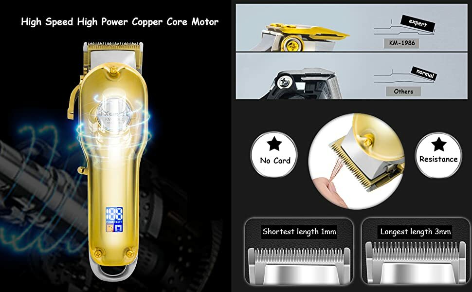 Kemei 1986 Metal Professional Cordless Clipper Hair Trimmer Barber Men's Shavers