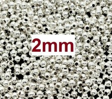 350 pcs Silver Plated Alloy Smooth Ball Spacer Beads- 2mm
