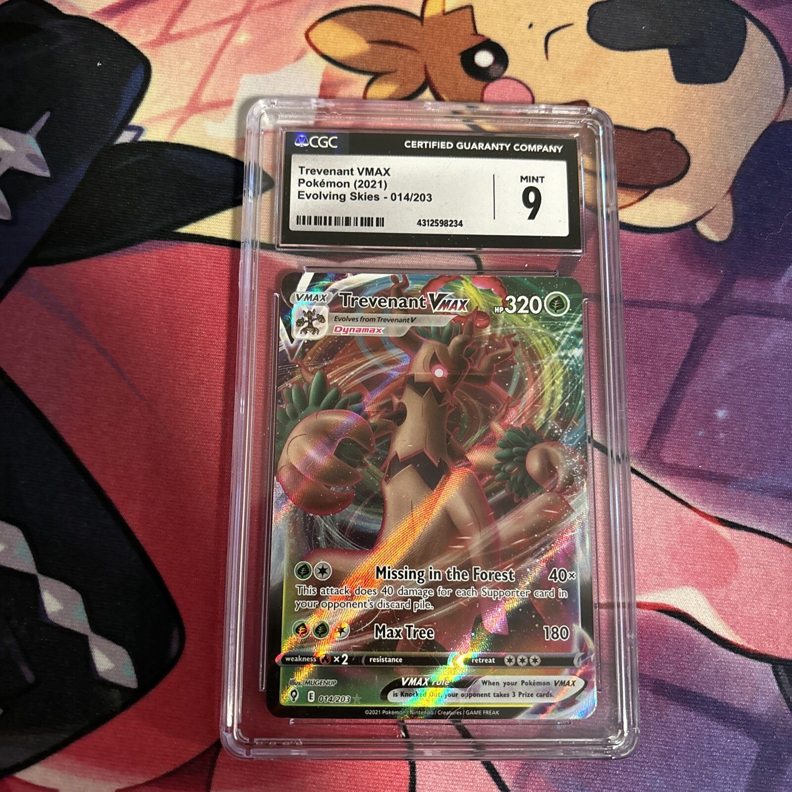 CGC Graded 9 Trevenant VMAX 014/203 Swsh07: Evolving Skies Holo