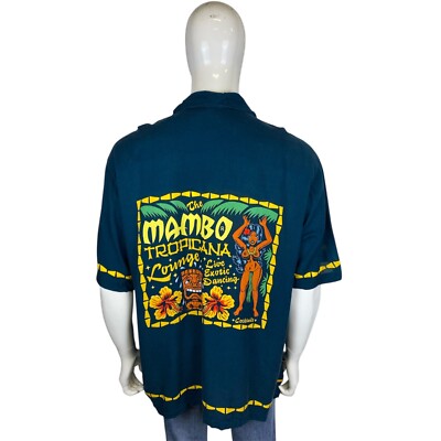 MAMBO LOUD SHIRTS Vintage 90s Topless Hula Girl Shirt L Naked Tiki
