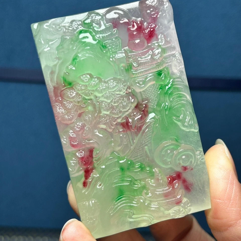 Real Natural Perfect High Ice Jade Jadeite landscape Pendant&Necklace - Image 2 of 4