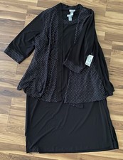 Catherines Women's Plus Size 2x Jacket Dress Black 2 Piece 22/24w Midi Stretch