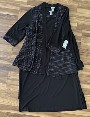 Catherines Women's Plus Size 2X Jacket Dress Black 2 Piece 22/24W Midi  Stretch | eBay