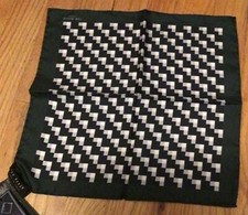 NWT Ted Baker Dark Green Print Geo Print Silk Pocket Square Handkerchief GEOPOK