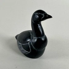 Boma Goose Hand Carved Black Stone Duck Figurine - Vintage