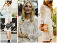 ZARA EMBROIDERED DRESS CROCHET LACE MIDI DRESS size Small  new
