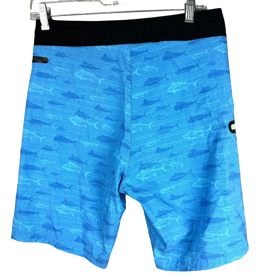 Pantalones cortos de tabla Hook & Tackle Divers para hombre 28 azul patrón de mahi y atún Foto 2 de 4