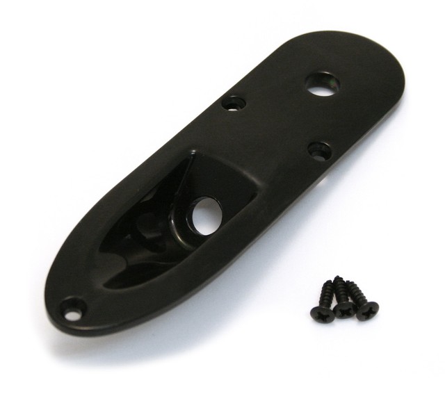 JPCSTB Black Custom Strat® Style Metal Jack Plate/Control Plate