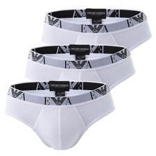 Emporio Armani 3-Pack Brief Essential Monogram, Boxer Uomo, Multicolore (Bianco/Nero/Blu Marine), M - 3