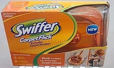 New SWIFFER Carpet Flick Carpet Sweeper Starter Kit cleaner with 4 cartridges